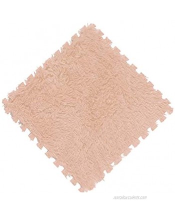 LKXHarleya 16pcs Interlocking Foam Mats Fluffy Carpet Tiles Plush Area Rug Interlocking Floor Tiles Soft Baby Playmat Puzzle Floor Mat Camel