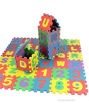 Mini Foam Puzzle Floor Play Mat Interlocking Floor Tiles with Alphabet and Numbers36 PCS,5x5cm
