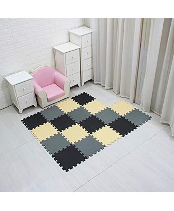 MQIAOHAM Children Puzzle mat Play mat Squares Play mat Tiles Baby mats for Floor Puzzle mat Soft Play mats Girl playmat Carpet Interlocking Foam Floor mats for Baby Black Beige Grey 104110112