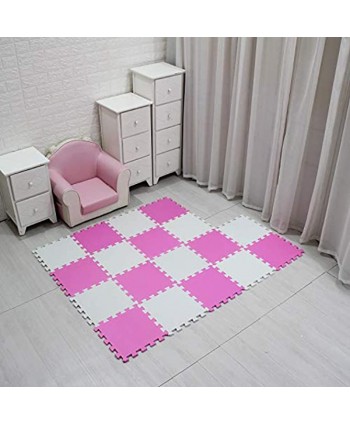 MQIAOHAM Children Puzzle mat Play mat Squares Play mat Tiles Baby mats for Floor Puzzle mat Soft Play mats Girl playmat Carpet Interlocking Foam Floor mats for Baby White Pink 101103