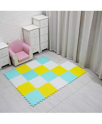 MQIAOHAM Children Puzzle mat Play mat Squares Play mat Tiles Baby mats for Floor Puzzle mat Soft Play mats Girl playmat Carpet Interlocking Foam Floor mats for Baby White Yellow Green 101105108