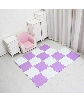 MQIAOHAM Children Puzzle mat Play mat Squares Play mat Tiles Baby mats for Floor Puzzle mat Soft Play mats Girl playmat Carpet Interlocking Foam Floor mats for Baby White Purple 101111
