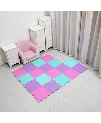 MQIAOHAM Children Puzzle mat Play mat Squares Play mat Tiles Baby mats for Floor Puzzle mat Soft Play mats Girl playmat Carpet Interlocking Foam Floor mats for Baby Pink Green Purple 103108111