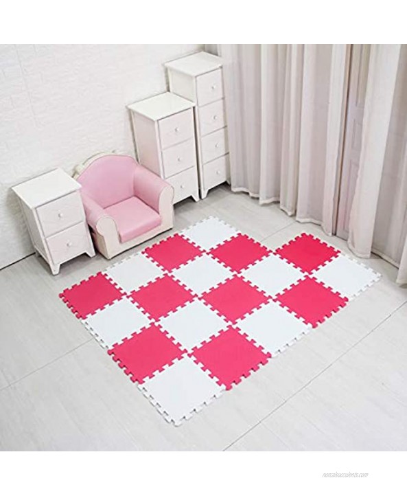 MQIAOHAM Children Puzzle mat Play mat Squares Play mat Tiles Baby mats for Floor Puzzle mat Soft Play mats Girl playmat Carpet Interlocking Foam Floor mats for Baby White Rose 101109