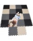 MQIAOHAM Children Puzzle mat Play mat Squares Play mat Tiles Baby mats for Floor Puzzle mat Soft Play mats Girl playmat Carpet Interlocking Foam Floor mats for Baby Black Beige Grey 104110112
