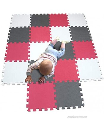MQIAOHAM Children Puzzle mat Play mat Squares Play mat Tiles Baby mats for Floor Puzzle mat Soft Play mats Girl playmat Carpet Interlocking Foam Floor mats for Baby White Rose Grey 101109112