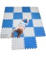 MQIAOHAM Children Puzzle mat Play mat Squares Play mat Tiles Baby mats for Floor Puzzle mat Soft Play mats Girl playmat Carpet Interlocking Foam Floor mats for Baby White Blue 101107