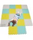 MQIAOHAM Children Puzzle mat Play mat Squares Play mat Tiles Baby mats for Floor Puzzle mat Soft Play mats Girl playmat Carpet Interlocking Foam Floor mats for Baby White Yellow Green 101105108