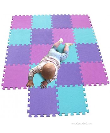 MQIAOHAM Children Puzzle mat Play mat Squares Play mat Tiles Baby mats for Floor Puzzle mat Soft Play mats Girl playmat Carpet Interlocking Foam Floor mats for Baby Pink Green Purple 103108111