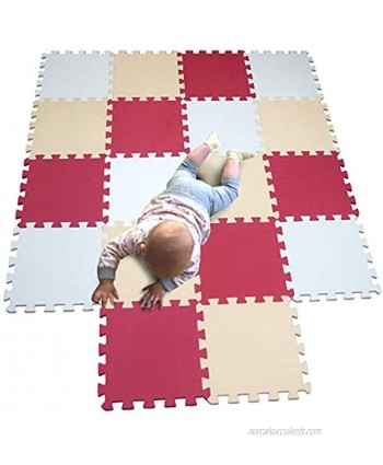 MQIAOHAM Children Puzzle mat Play mat Squares Play mat Tiles Baby mats for Floor Puzzle mat Soft Play mats Girl playmat Carpet Interlocking Foam Floor mats for Baby White Rose Beige 101109110