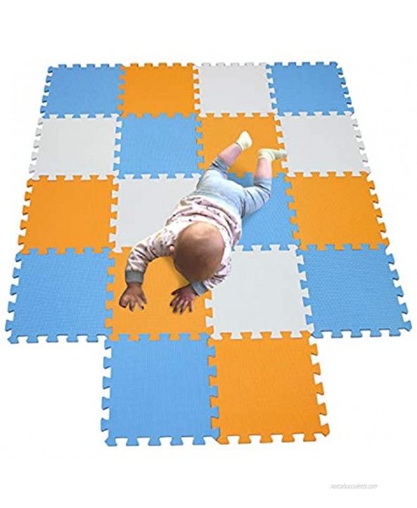 MQIAOHAM Skip hop Play mat Jigsaw Soft mats Interlocking Floor Baby Puzzle eva Foam Outdoor Equipment Square Puzzles Board Portable Foldable Crawling Childrens Rug Babies White Orange Blue 101102107