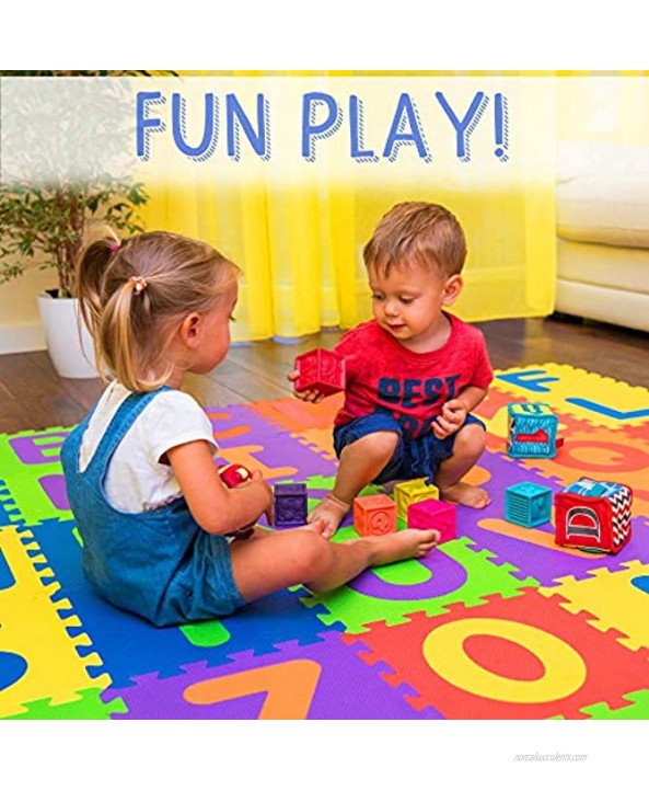 Non Toxic Play Mat for Kids Toddlers Foam Puzzles Thickest Alphabet ABC & Numbers 0-9 Play & Exercise Mat 36 Tiles 12x12 Floor Coverage 36 Sq Ft