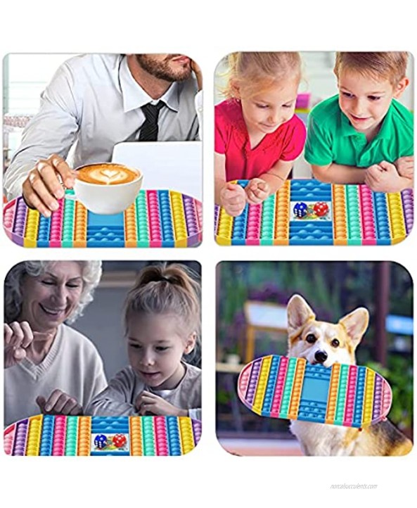 Pop Game Board Big Pop Chess Board Fidget Toys with Dice Macaron Silicone Pop Game for Parent-Child Time Macaron Fidget Pop Game Board Washable Jumbo Fidget Popper Help Kids Adults Anxiety & ADD