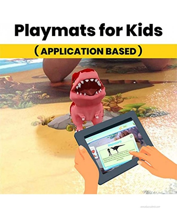 Rollmatz Kids Large Playmat Dino Print Design App Based Augmented Reality Interactive Learning Play Mats for Kids 78 inch X 47 inch Learn and Have Fun