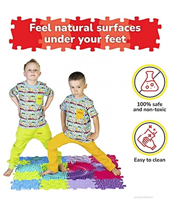 Sensory Orthopedic Puzzle Mat for Kids & Toddlers Natural Surfaces for Feet Stepping Stones Fidget Toy Set- Floor Lava Game Kids Toys Autism Sensory Mat Fidget Toys 3D Extended Set