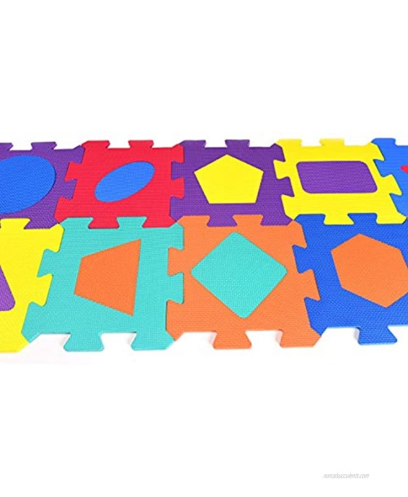 Shapes Rubber EVA Foam Puzzle Play mat Floor. 10 Interlocking playmat Tiles Tile:12X12 Inch 10 Sq.feet Coverage. Ideal: Crawling Baby Infant Classroom Toddler Kids Gym Workout time