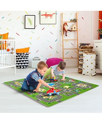 Sorbus Traffic Play mat Puzzle Foam Interlocking Tiles – Kids Road Traffic Play Rug Children Educational Playmat Rug Great for Playing with Toy Cars Trucks 9 Tiles with Borders