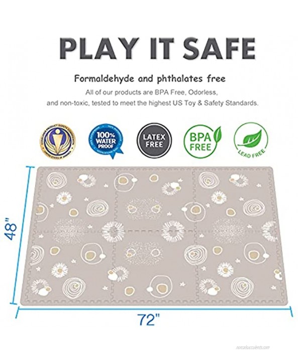 TCBunny Extra Large Baby Play Mat 4FT x 6FT Foam Puzzle Floor Mat for Kids & Toddlers Planet Universe