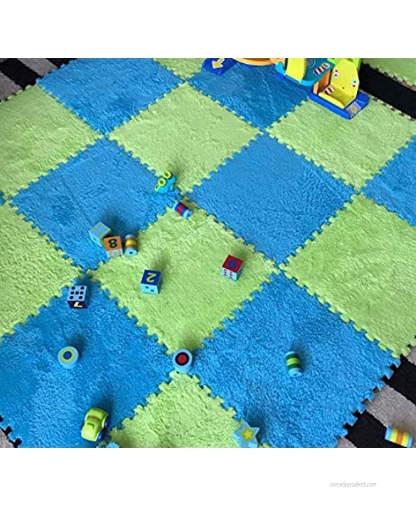 Thick Playmats for Infants – Baby Crawling Mat – Stackable Foam Puzzle Floor Set Tiles for Kids Ages 6 Months Old – Extra-Soft Non-Toxic Polyester Foam 9 Light Blue Tiles of 12 x 12 Inches Each