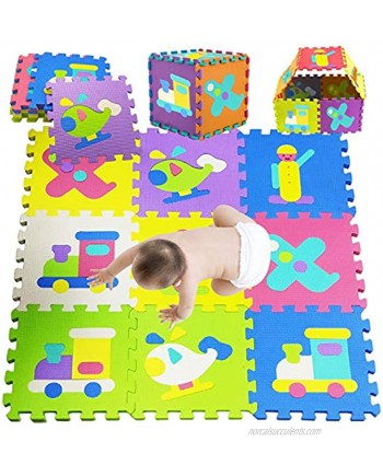 Toddlers Play Mat,Play Mat for Kid- Kid's Puzzle Exercise Play Mat Foam Playmats Various Vehicle for Kids and Toddlers Boys Girls 18P MAT