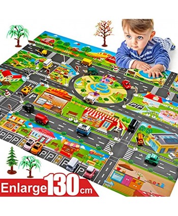Tpouo Kids Carpet Play-mat City Life Extra Large Learn Have Fun Safe Kids Play Mat City Road Buildings Parking Map，Children‘s Game Scene Map Educational ToysUSA in Stock