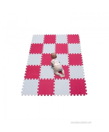 YIMINYUER Foam Play Mat Tiles – Interlocking Floor Mats for Children – Multicoloured Foam Soft Kids Baby EVA Foam Activity Play Mat Floor Tiles Gym Exercise Yoga mat White Red R01R09G301020