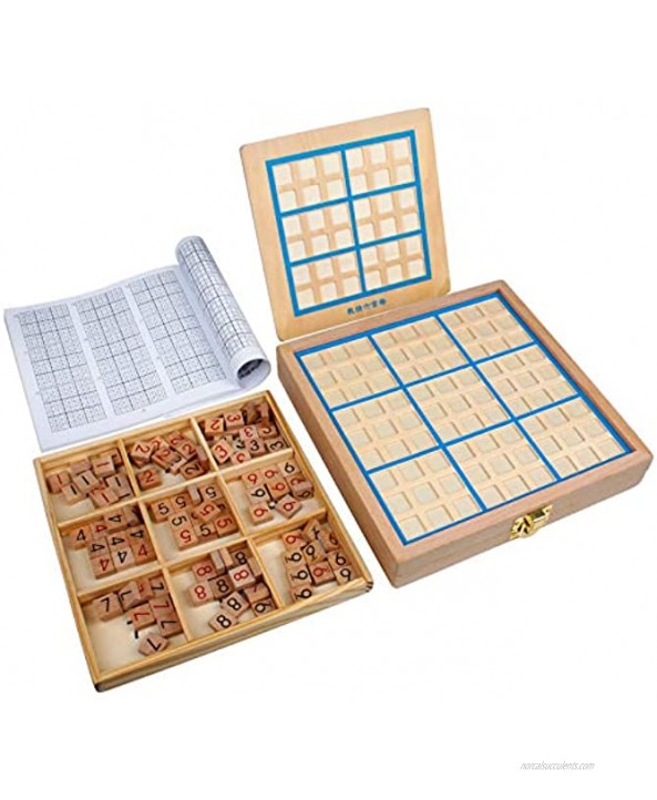 Andux Land Sudoku Board Box 3-in-1 Wooden Number Place Toy SD-03 Blue
