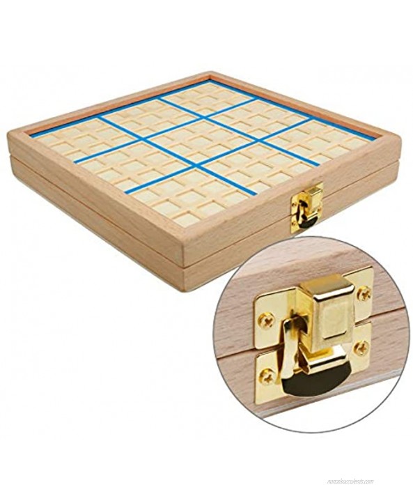 Andux Land Sudoku Board Box 3-in-1 Wooden Number Place Toy SD-03 Blue