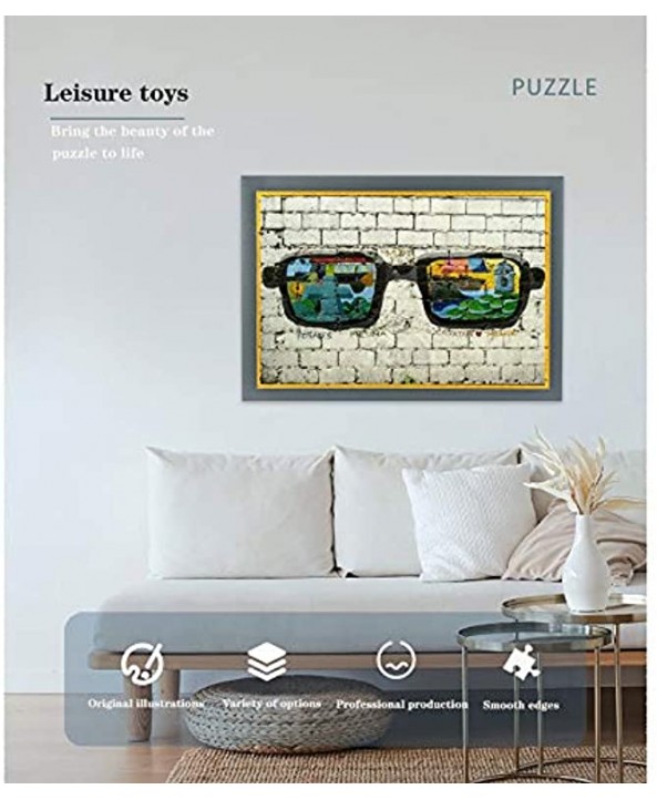 Classic Jigsaw Puzzles Personality Glasses Doodle Art DIY Leisure Game Interesting Toys 500 1000 1500 2000 3000 4000 Pieces 1215 Color : No partition Size : 1500 Pieces