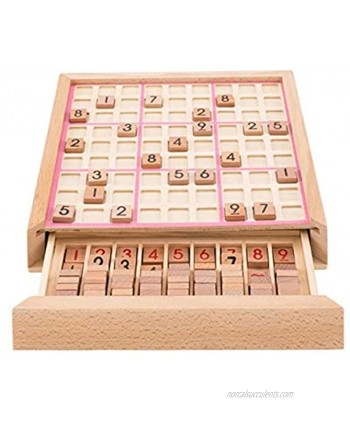 HHOSBFSS 23.5 23.5 5cm Children's Sudoku Chess with Drawer Beech Wood Wooden Chess Children's Educational Games. Color : Pink