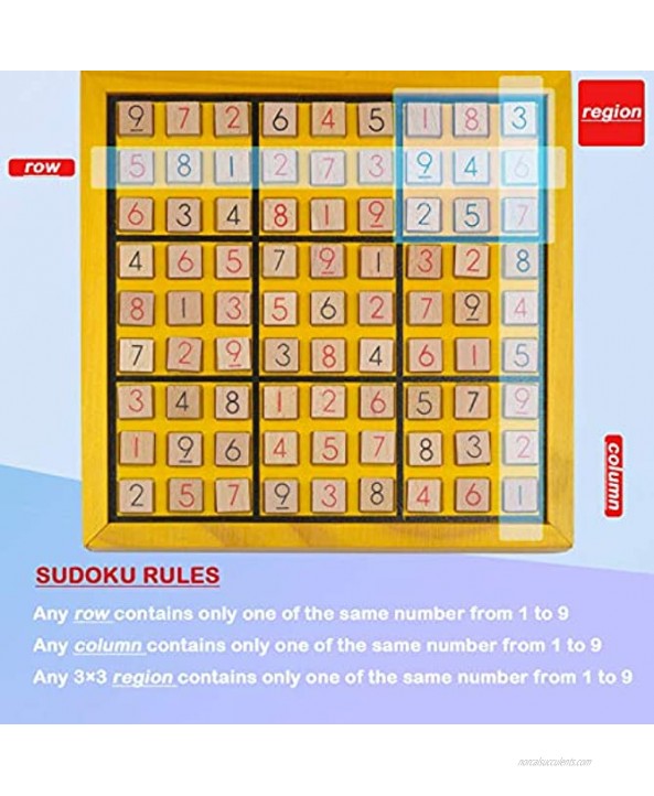 KAILIMENG Wooden Sudoku Board Game with Drawer 81 Grids Number Place Wood Puzzle for Kids and Adults