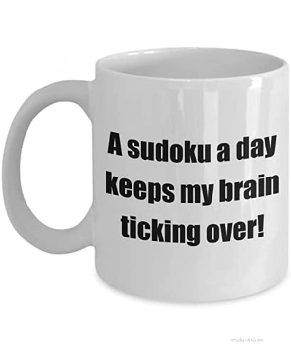 Puzzles Classic Coffee Mug: A sudoku a day keeps my brain. Great Present For Your Friends And Colleagues! White 11oz