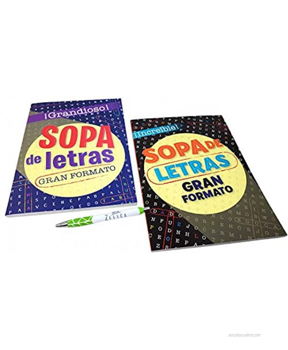 Spanish Word Search Puzzle Book with Free Pen | Libros de Rompecabezas 2 Pack Sopas de Letras Gran Formato con Bolígrafo Gratis| Large Print