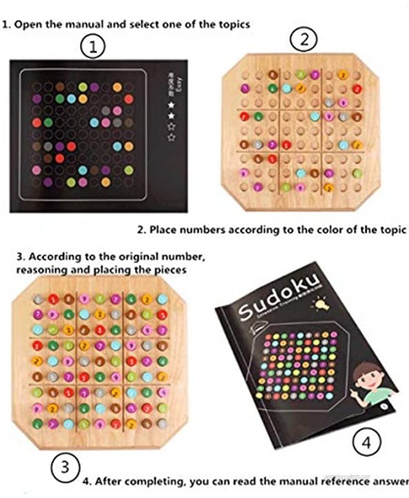 Wooden Sudoku Board Game with Number & Sudoku Puzzles Book Large Family Game Math Brain Teaser Desktop Game 11.6 in