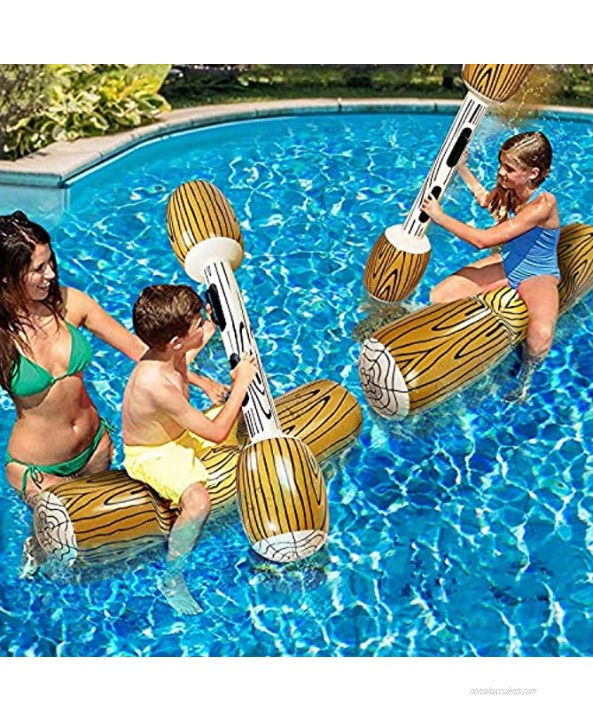 2 Sets Inflatable Pool Floats Row Toys Battle Log Rafts Pool Floaties for Kids and Adults Ride Boat Raft Water Games for Summer Pool Party