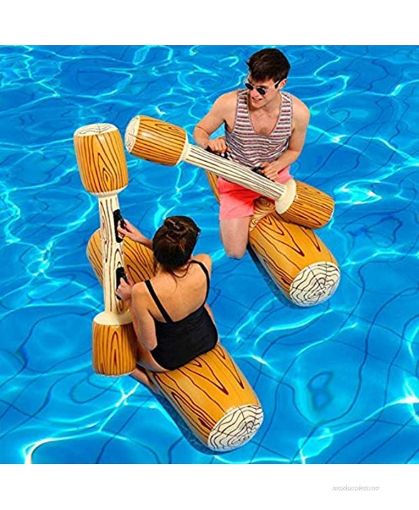 2 Sets Inflatable Pool Floats Row Toys Battle Log Rafts Pool Floaties for Kids and Adults Ride Boat Raft Water Games for Summer Pool Party