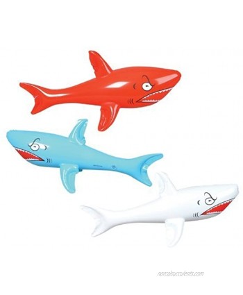 3 HUGE Jumbo 46" Inflatable SHARKS Shark INFLATES Party DECORATIONS DECOR FAVORS POOL TOYS