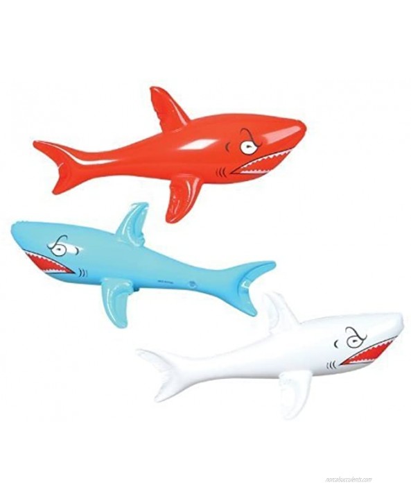 3 HUGE Jumbo 46 Inflatable SHARKS Shark INFLATES Party DECORATIONS DECOR FAVORS POOL TOYS