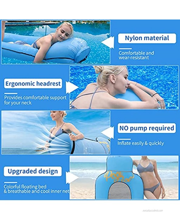 AOGE Inflatable Pool Floats Adult Swimming Floating Lounger Chair No Pump Required Pool Raft Lounges Water Hammock Pool Toy for Kids Easy to Carry 2021