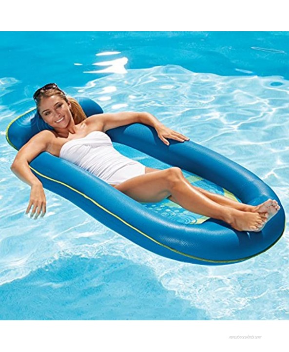 Aqua Comfort Luxury Water Lounge X-Large Inflatable Pool Float with Headrest & Footrest Bubble Waves AQL11310WA