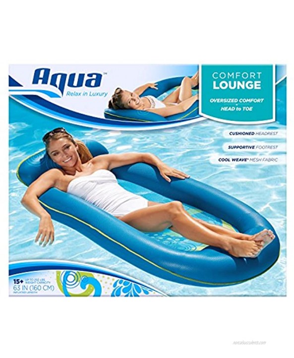 Aqua Comfort Luxury Water Lounge X-Large Inflatable Pool Float with Headrest & Footrest Bubble Waves AQL11310WA
