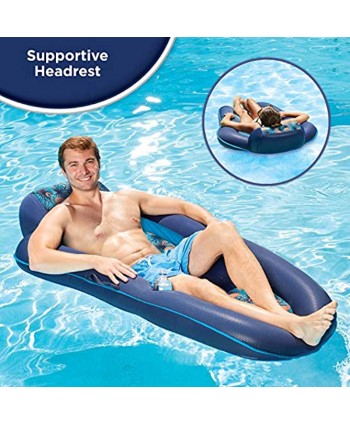 Aqua Luxury Water Lounge X-Large Inflatable Pool Float with Headrest Backrest & Footrest Palm Beach Flamingo