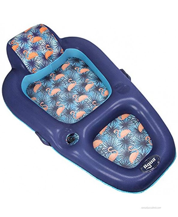 Aqua Luxury Water Lounge X-Large Inflatable Pool Float with Headrest Backrest & Footrest Palm Beach Flamingo