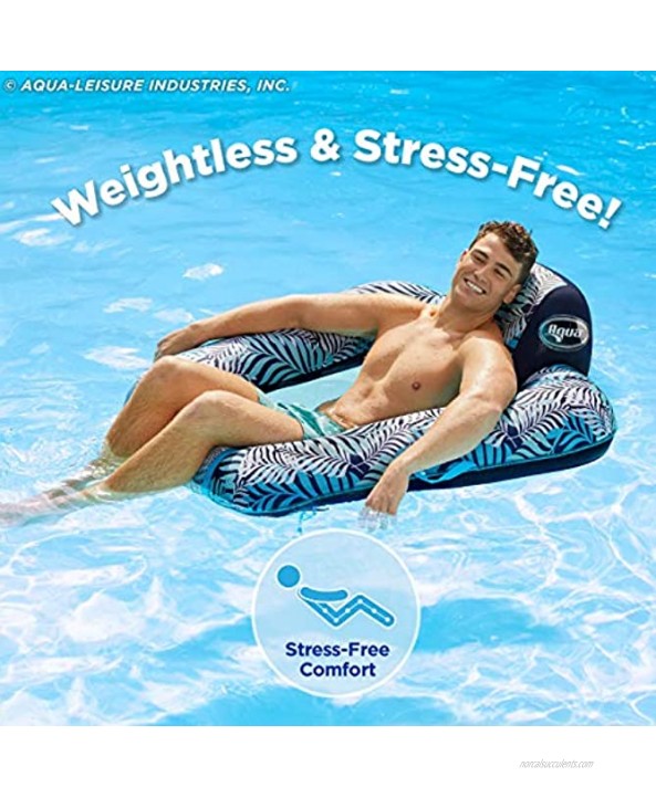 AQUA Zero Gravity Pool Chair Lounge Inflatable Pool Chair Adult Pool Float Heavy Duty Blue Fern