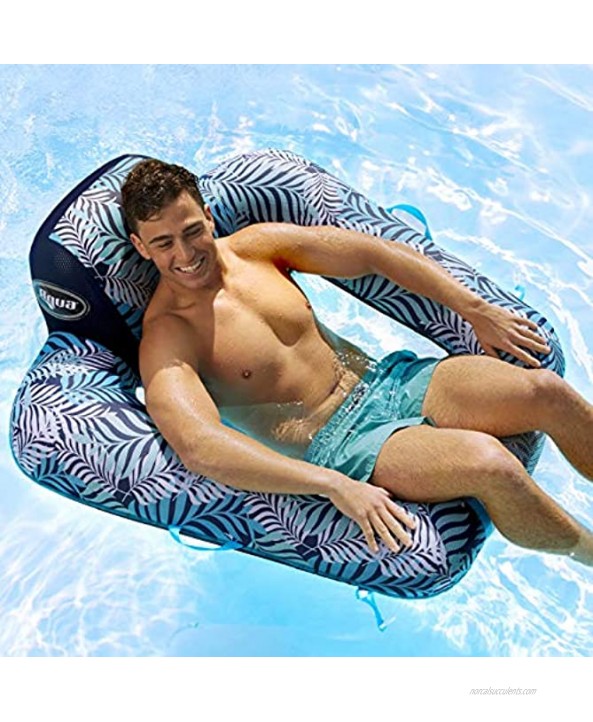 AQUA Zero Gravity Pool Chair Lounge Inflatable Pool Chair Adult Pool Float Heavy Duty Blue Fern