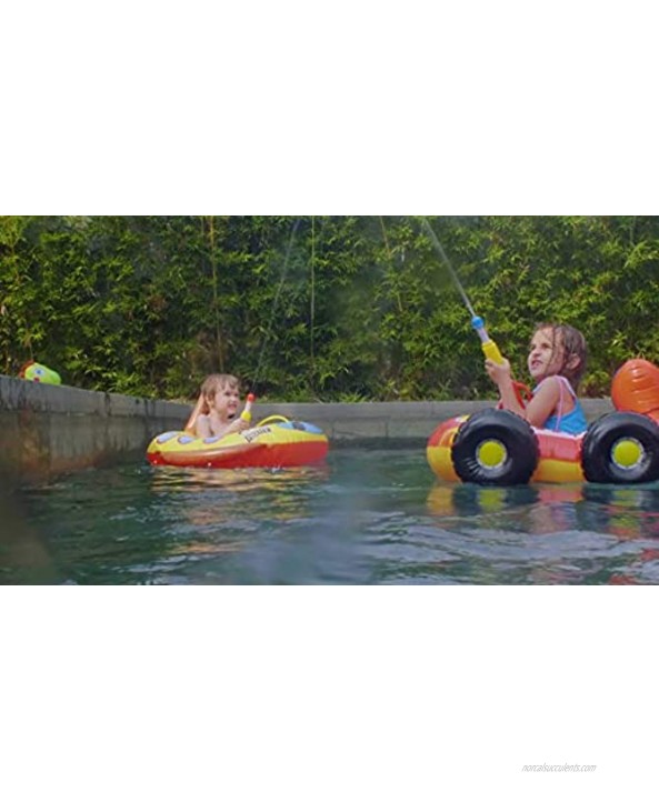 Big Summer Inflatable Fire Boat Pool Float for Kids with Built-in Squirt Gun Inflatable Ride-on for Children Aged 3-7 Years