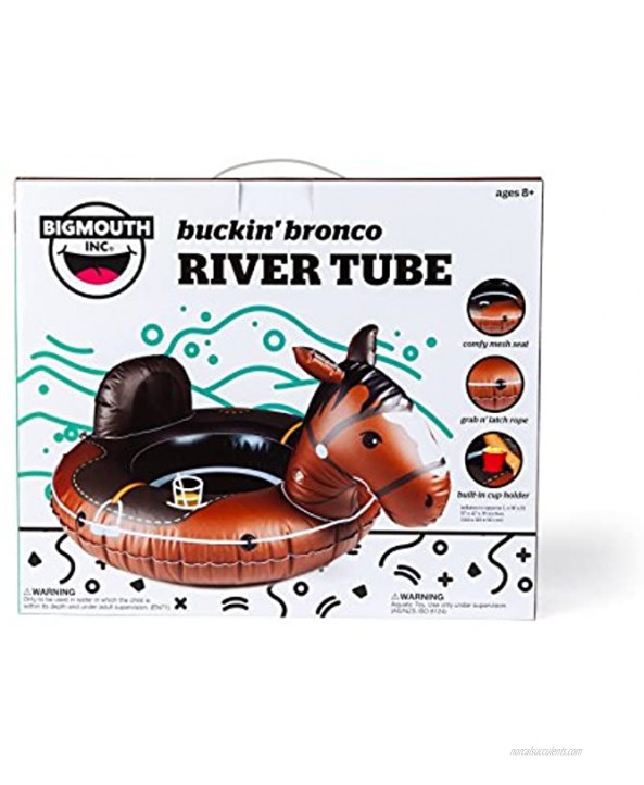 BigMouth Inc. Buckin' Bronco River Tube Ultra Durable Easy-Inflate Vinyl Raft with Grab n' Latch Rope and Comfy Mesh Seat Great for River Rafting and Floating with Friends