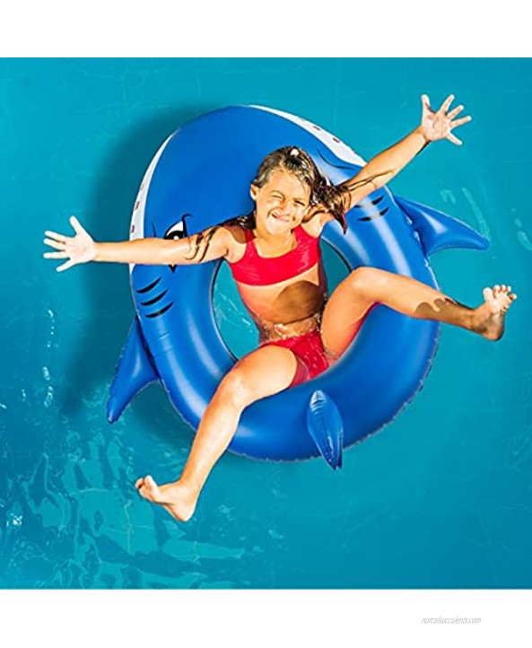 EIKLIM Inflatable Pool Float Tubes Ring 40 Inch Shark Swimming Ring Raft Floaties Toys for Kids or Adults for Pool or Beach Party Decoration Vacation in Summer