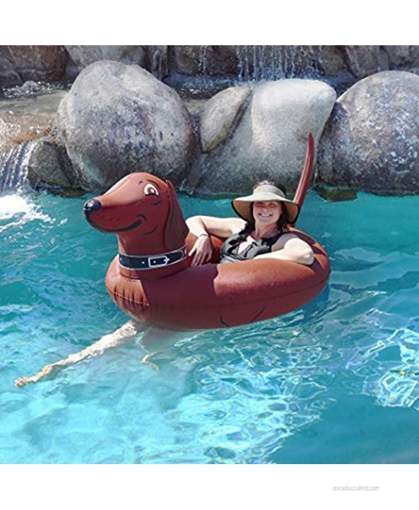 GoFloats Wiener Dog Party Tube Inflatable Raft Float in Style for Adults and Kids Brown