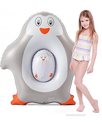 HAPAH Inflatable Pool Float Penguin Floaties with Ball Fun Funny Blow up Swimming Pool Lounge Raft Summer Beach Floaty Party Toy for Kids Adults Gray